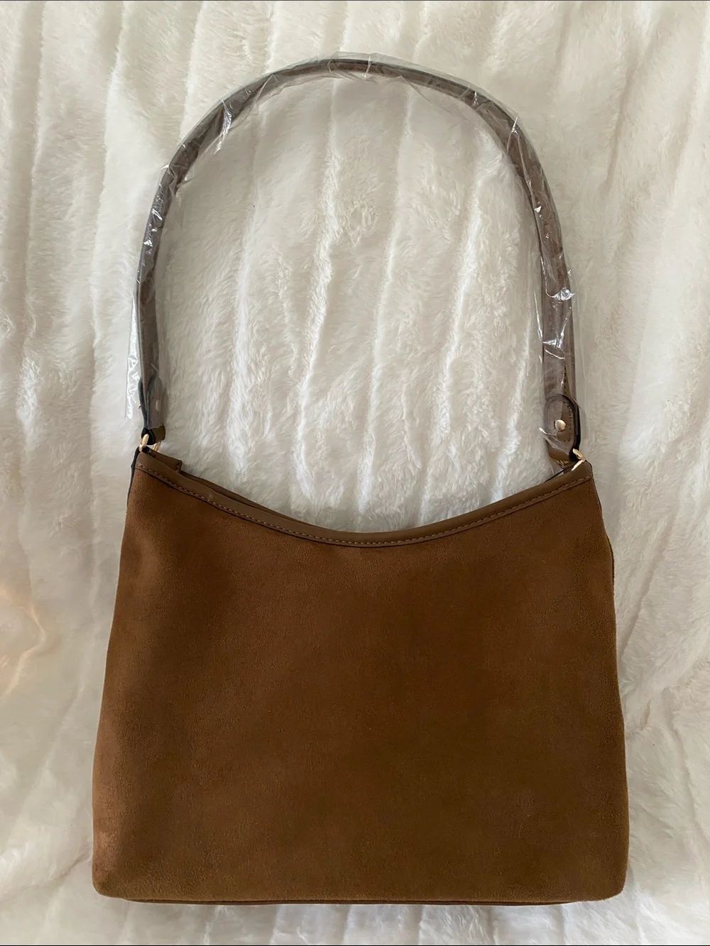 Badgley Mischka New York Brown Microsuede Hobo Shoulder Bag